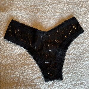 Victoria's Secret Black Lace-Trim Sequin Bikini Briefs